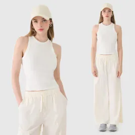 top-damski-4f-slim-fit-z-prazkowej-dzianiny-bez-rekawow-bawelna-bialy-m