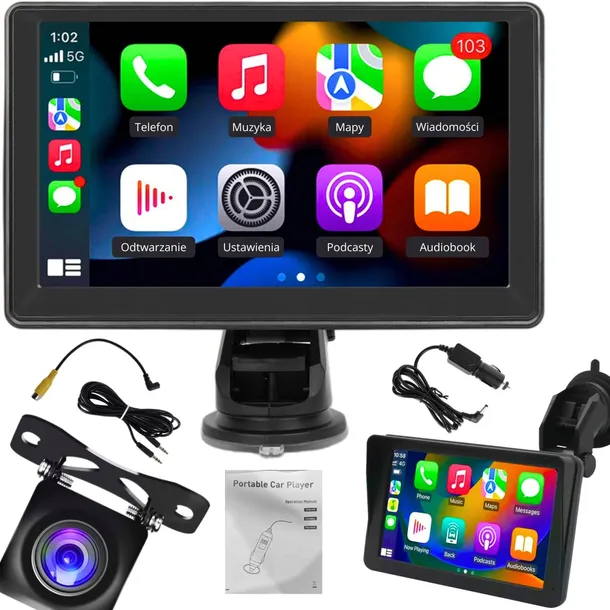CARPLAY STACJA MULTIMEDIALNA MONITOR ANDROID AUTO CARPLAY KAMERA COFANIA