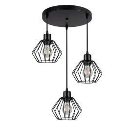 lampa-wiszaca-oprawa-potrojna-okragla-czarna-loft-klosz-diament