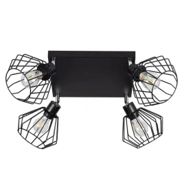 lampa-spot-sufitowa-poczworna-oprawa-czarna-loft-klosz-diament