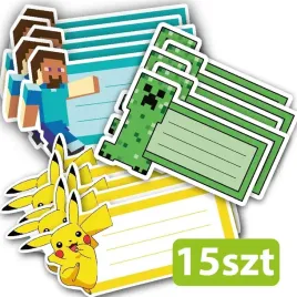 Zdjęcie produktu Naklejki edukacyjne 15 sztuk PIKACHU i MINECRAFT