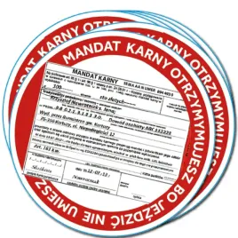 Zdjęcie produktu NAKLEJKI KARNE - WLEPY WODOODPORNE MANDAT KARNY 50