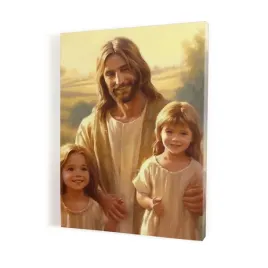 jezus-z-dziewczynkami-obraz-na-plotnie-format-30x40-cm