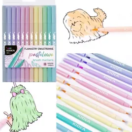 pisaki-dwustronne-pastelowe-brush-kidea-12-kolorow