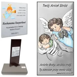 srebrny-obrazek-z-grawerem-na-chrzest-kolorowy-twoj-aniol-stroz-z-modlitwa