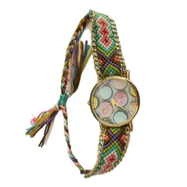 zegarek-na-reke-damski-elegancki-pleciony-lancuszek-kolorowy-boho-zloty-z5c