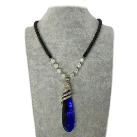 naszyjnik-czarny-korale-diament-cyrkonie-niebieski-kamienie-dlugi-n28