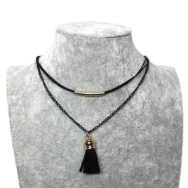 naszyjnik-choker-czarny-zloty-metal-fredzel-zawieszka-podwojny-rzemyk-n53