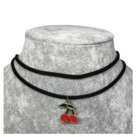 naszyjnik-choker-czarny-zawieszka-podwojny-wisnie-cherry-welur-rzemyk-n52