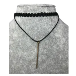 naszyjnik-choker-czarny-zawieszka-podwojny-blaszka-fala-zloty-rzemyk-n60