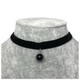 naszyjnik-choker-czarny-koralik-zawieszka-regulowany-welur-wstazka-n70