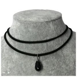 naszyjnik-choker-czarny-zawieszka-podwojny-kamien-koralik-welur-rzemyk-n69