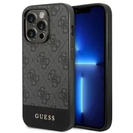 guess-4g-bottom-stripe-metal-logo-collection-etui-iphone-14-pro-max-szar