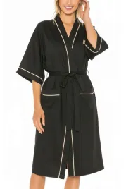 szlafrok-damski-lekki-czarny-kimono-podomka-krotki-szybkoschnacy