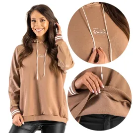 bluza-damska-ocieplana-z-kapturem-eko-skora-bezowa