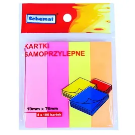 Zdjęcie produktu Schemat Notes Kartki Samoprzylepne Kolorowe 19mm x 76mm 400 Karteczek