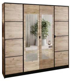 szafa-garderoba-lumi-207-4d-dab-craft-2x-lustra-dior-wzor-2-uchwyt-czarny