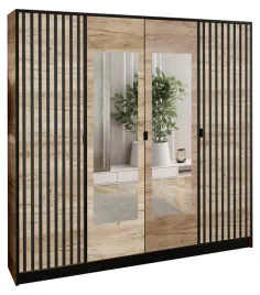 szafa-garderoba-lumi-207-4d-dab-craft-2x-lustra-dior-wzor-3-uchwyt-czarny