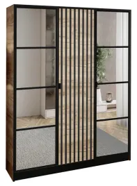 szafa-garderoba-lumi-157-3d-dab-craft-2x-lustro-eden-wzor-3-uchwyt-czarny