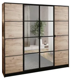 szafa-garderoba-lumi-207-4d-dab-craft-2x-lustra-eden-wzor-2-uchwyt-czarny