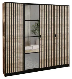 szafa-garderoba-lumi-207-4d-dab-craft-z-lustrem-eden-wzor-3-uchwyt-czarny