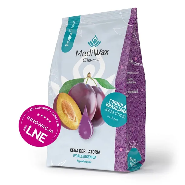 Wosk twardy dropsy do depilacji MediWax Clavier Fresh Plum 1000g