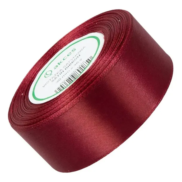 Wstążka satynowa 38mm 32mb bordowa Tasiemka