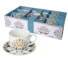 livello-serwis-kawowy-6-x-filizanka-250-ml-ze-spodkiem-14-cm-folk-lowicki