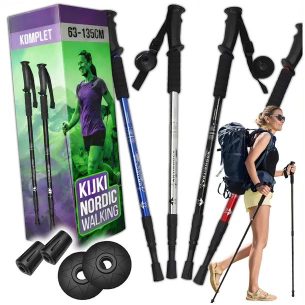 2x Kijki do Nordic Walking Kije do Chodzenia Składane Anti-Shock ALUMINIOWE
