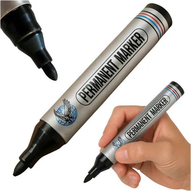 Marker Czarny Okrągły Permanentny Pisak Wodoodporny Trwały Szybkoschnący