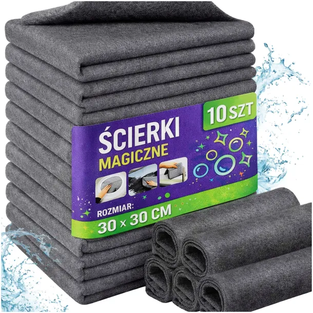 Magiczne Ściereczki 10 Szt Szmatki Ścierki Do Szyb Okien Bez Smug 30x30 Cm