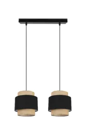 lampa-wiszaca-sufitowa-zyrandol-boho-len-i-czern-2-zarowki