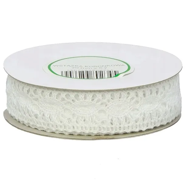 KORONKA BAWEŁNIANA klockowa biała 20mm x 4,55m