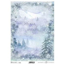papier-ryzowy-decoupage-a4-zima-sniezynki-gory-las