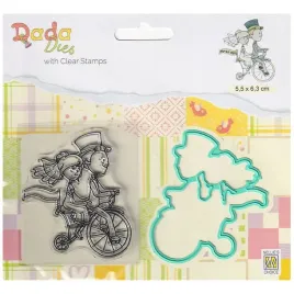 stempel-z-wykrojnikiem-para-mloda-na-rowerze