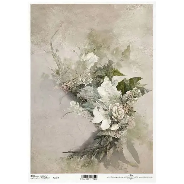 Papier ryżowy decoupage A4 motyw roślinny kwiaty