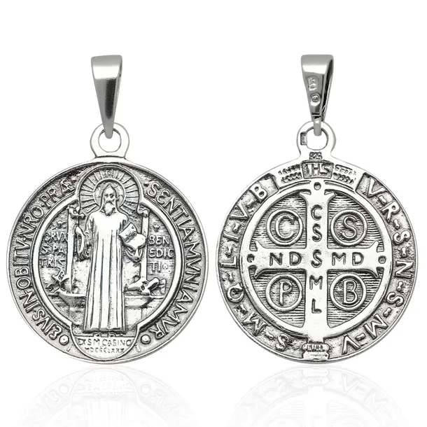 Medalik oksydowany Św.Benedykt Srebro pr.925
