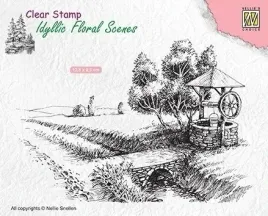 stempel-przezroczysty-pejzaz-studnia-mostek