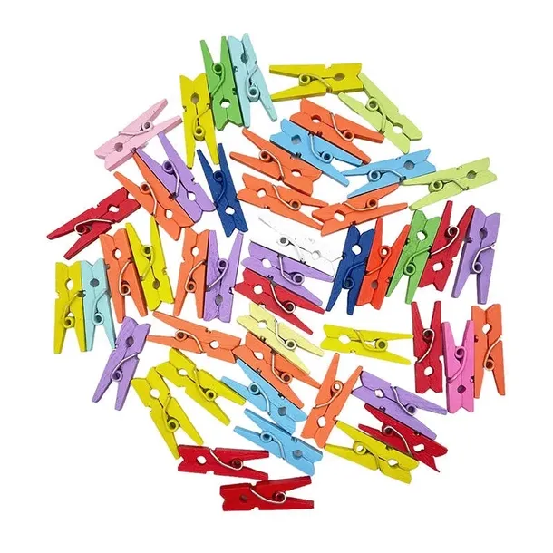 SPINACZE DREWNIANE klamerki multikolor 2,5cm 50szt
