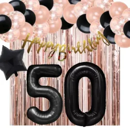 zestaw-balonow-50-urodziny-rosegold-czern-konfetti-impreza-party