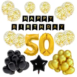 balony-urodzinowe-50-urodziny-34szt-zloty-impreza-party-urodziny