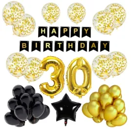 balony-urodzinowe-30-urodziny-34szt-zloty-impreza-party-urodziny