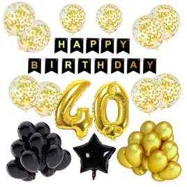 balony-urodzinowe-40-urodziny-34szt-zloty-impreza-party-urodziny