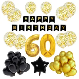 balony-urodzinowe-60-urodziny-34szt-zloty-impreza-party-urodziny