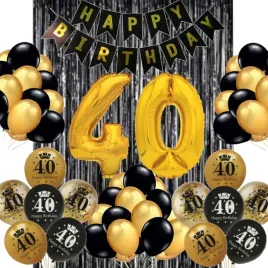 balony-urodzinowe-40-urodziny-36szt-czern-zloto-impreza-party-urodziny