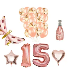zestaw-dekoracji-na-15-urodziny-rose-gold-and-motyl-26-sztuk
