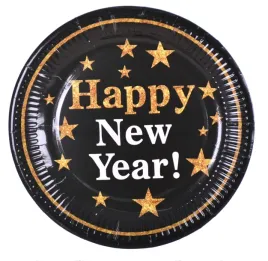 talerzyki-czarne-happy-new-year-sylwester-nowy-rok