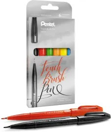 pisaki-pedzelkowe-brushe-sign-pen-pentel-ses15c-6-kolorow-do-liternictwa