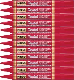 marker-permanentny-pentel-n850-okragly-czerwony-12-sztuk