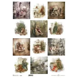 papier-ryzowy-decoupage-a3-misie-boze-narodzenie